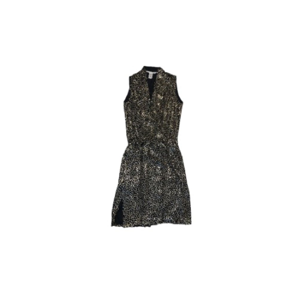 Diane Von Furstenberg Black and Gold Sequinned Dress - Women’s Size 2